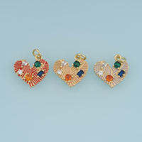 18K Gold Filled Gemstone Heart Charm,Colorful Stone Heart Pendant Vintage Heart Charm for Bracelet Necklace DIY Jewelry Making Supply