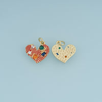 18K Gold Filled Gemstone Heart Charm,Colorful Stone Heart Pendant Vintage Heart Charm for Bracelet Necklace DIY Jewelry Making Supply