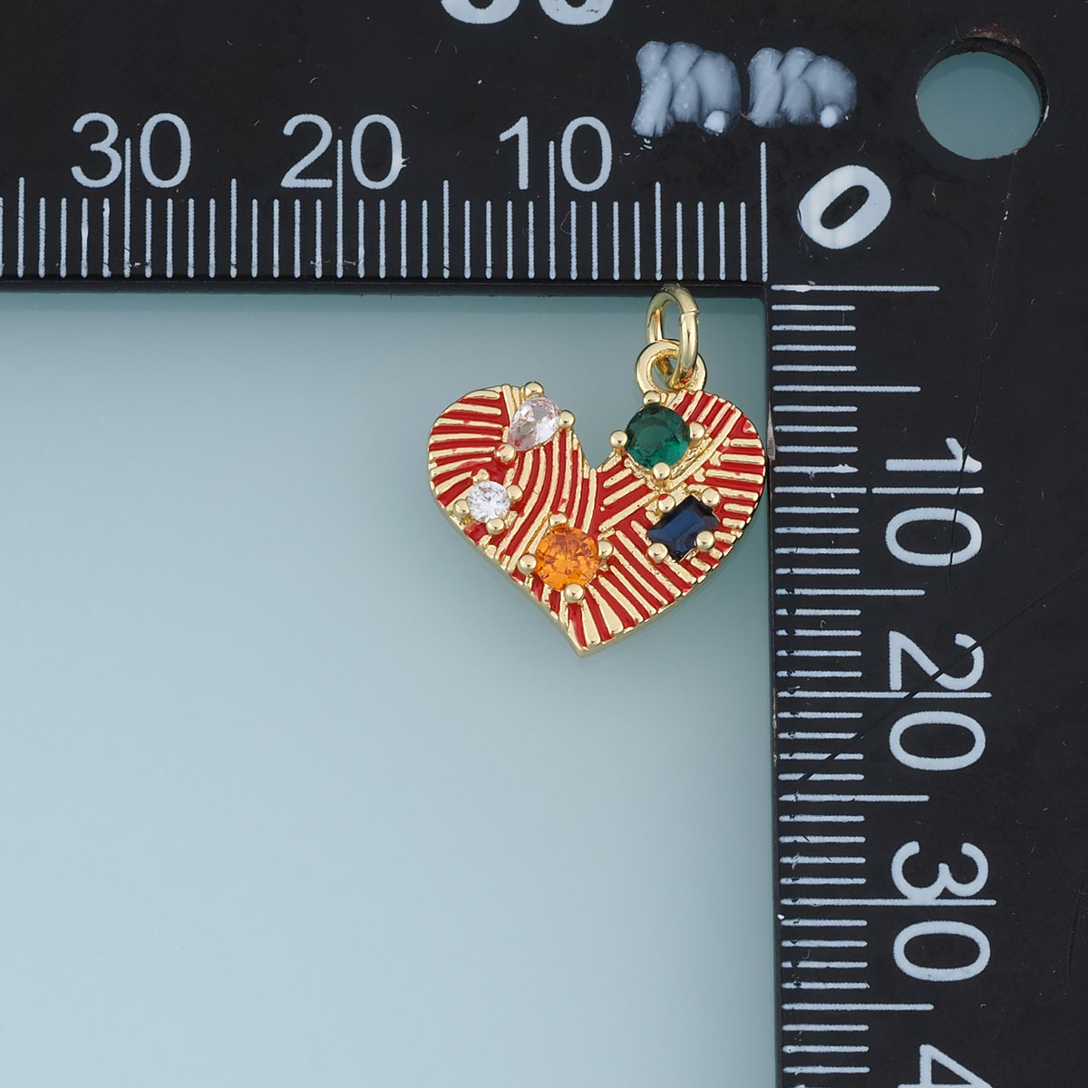 18K Gold Filled Gemstone Heart Charm,Colorful Stone Heart Pendant Vintage Heart Charm for Bracelet Necklace DIY Jewelry Making Supply