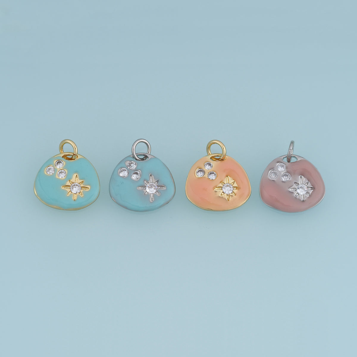 18K Gold Filled Celestial Charm,Enamel Star Pendant with Gemstone Details Moon Sky Charm for Bracelet Necklace DIY Jewelry Making Supply