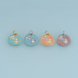 18K Gold Filled Celestial Charm,Enamel Star Pendant with Gemstone Details Moon Sky Charm for Bracelet Necklace DIY Jewelry Making Supply