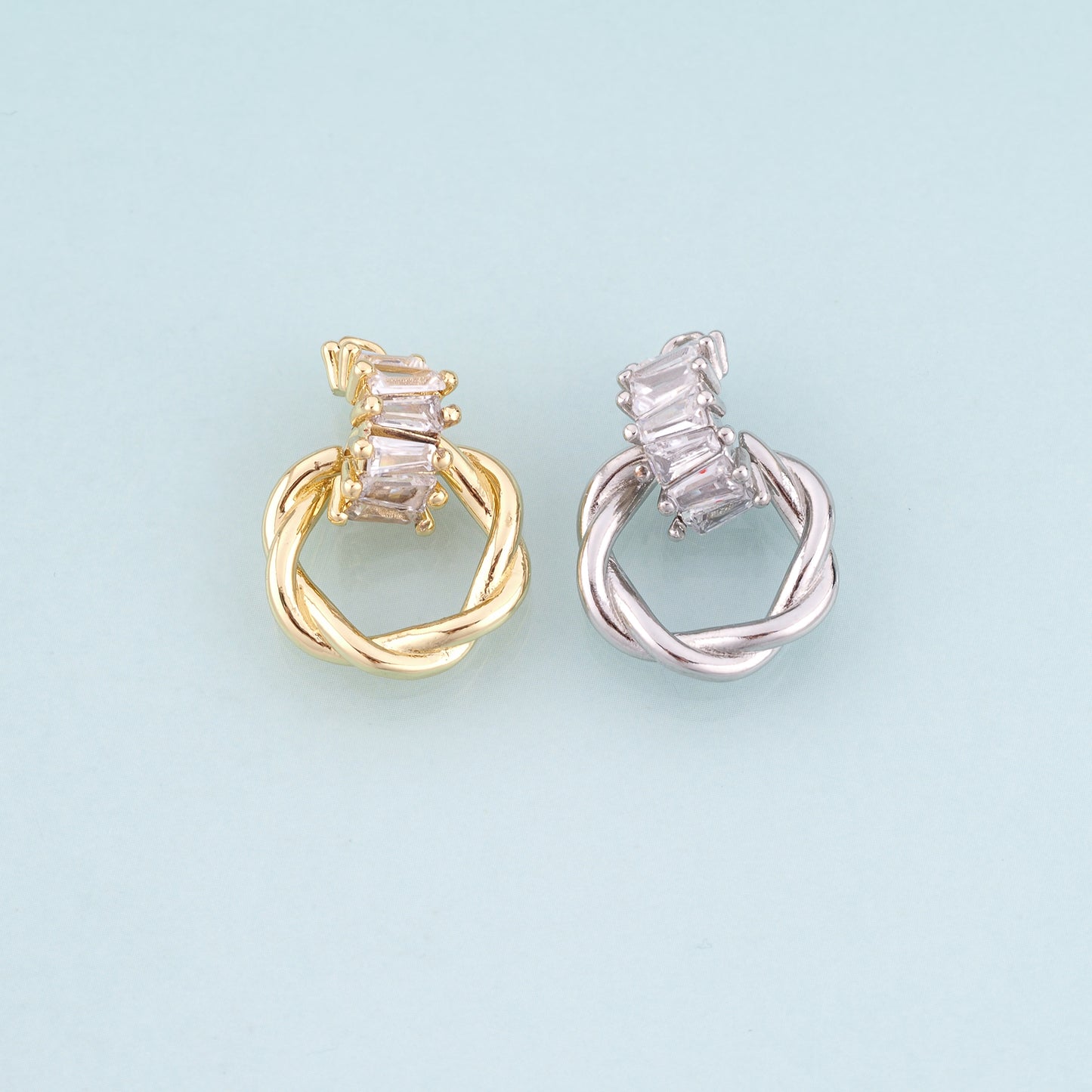 18K Gold Filled CZ Twisted Ring Pendant,Simple Style Charm Bracelet Necklace for DIY Jewelry Making Supply