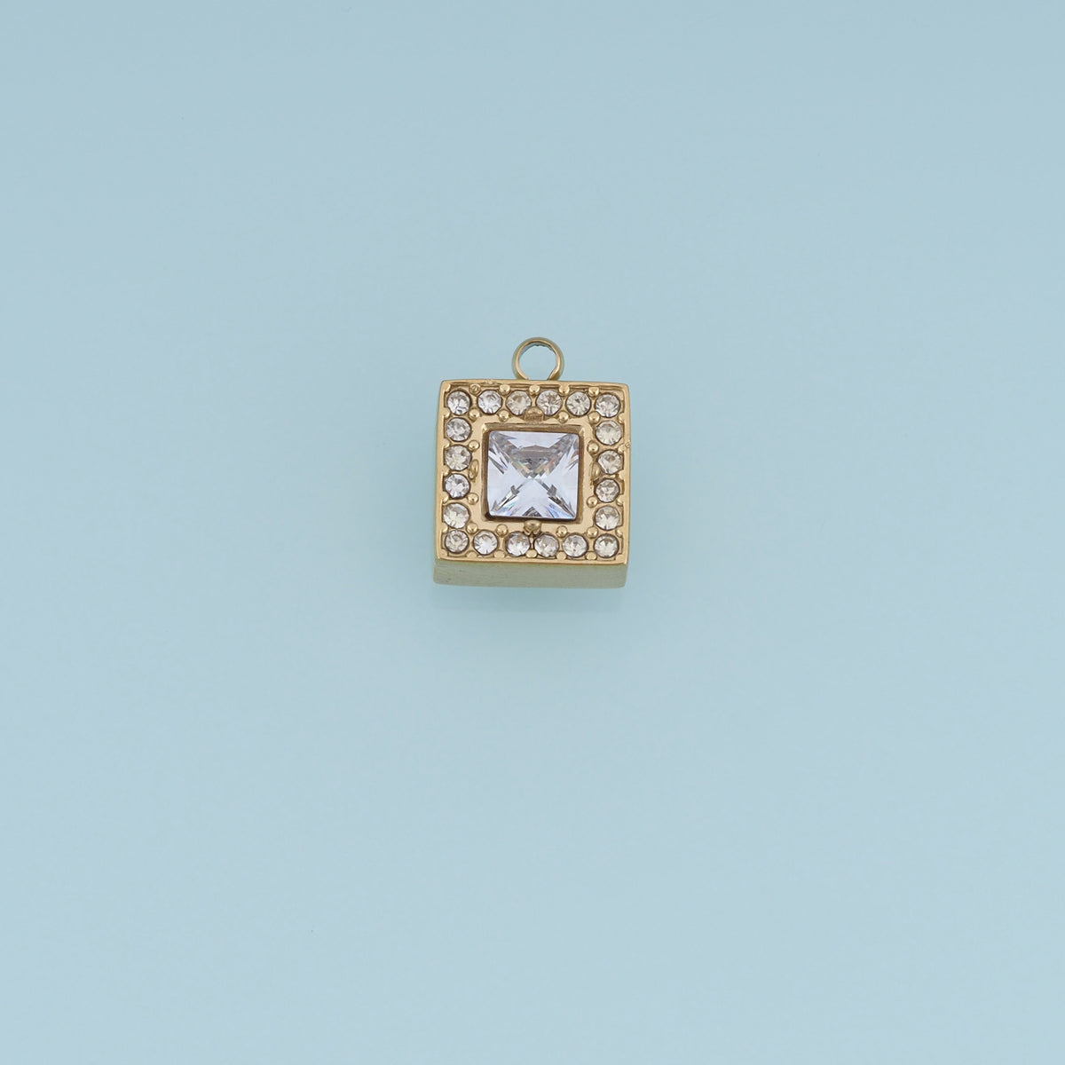 Square Crystal Pendant,14K Gold Silver Geometric Rhinestone Charm DIY Charm for Necklace Bracelet Making