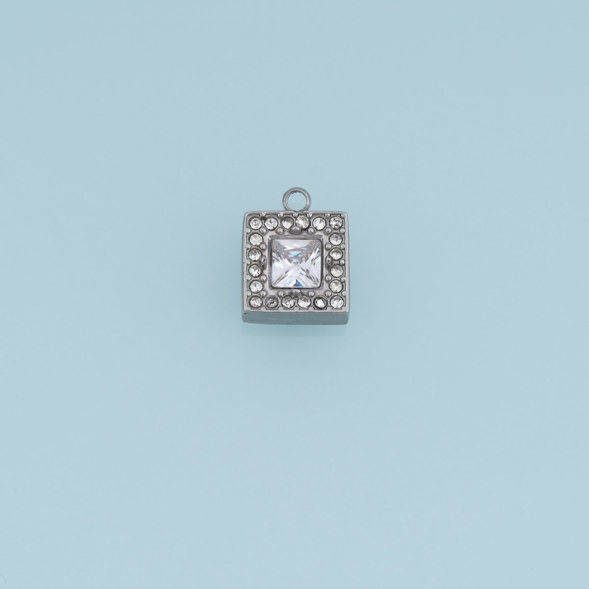 Square Crystal Pendant,14K Gold Silver Geometric Rhinestone Charm DIY Charm for Necklace Bracelet Making