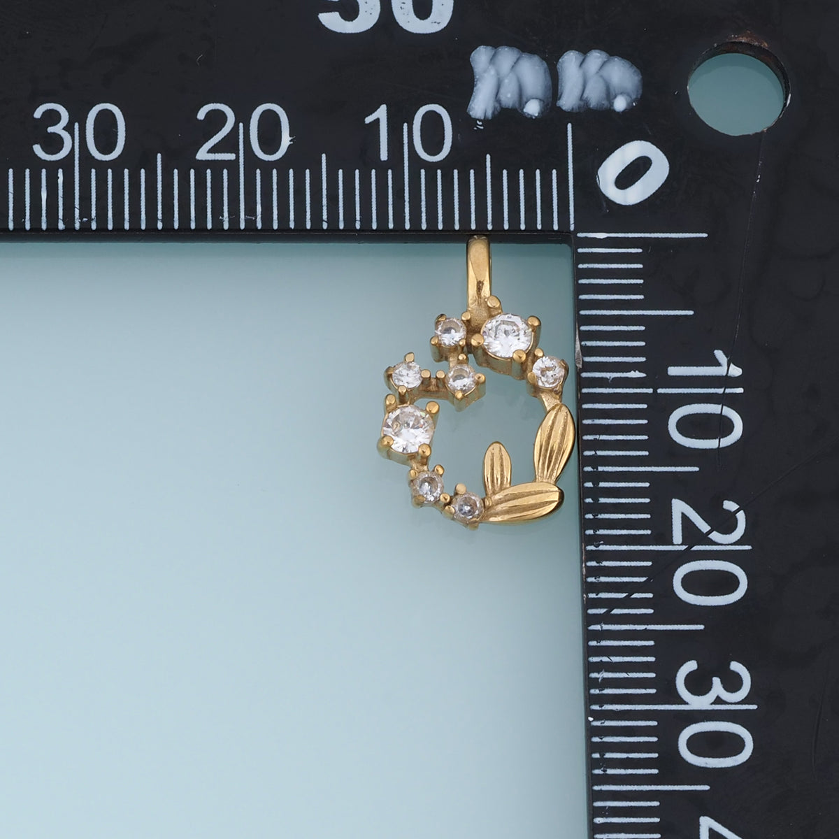 Floral Wreath Pendant,14K Gold Sparkling Crystal Flower Charm DIY Charm for Necklace Bracelet Making
