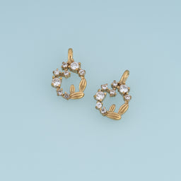 Floral Wreath Pendant,14K Gold Sparkling Crystal Flower Charm DIY Charm for Necklace Bracelet Making