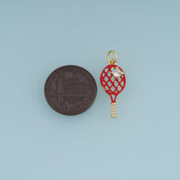 18K Gold Filled Tennis Racket Charm,Enamel Tennis Racquet Pendant Sport Charm for Bracelet Necklace DIY Jewelry Making Supply