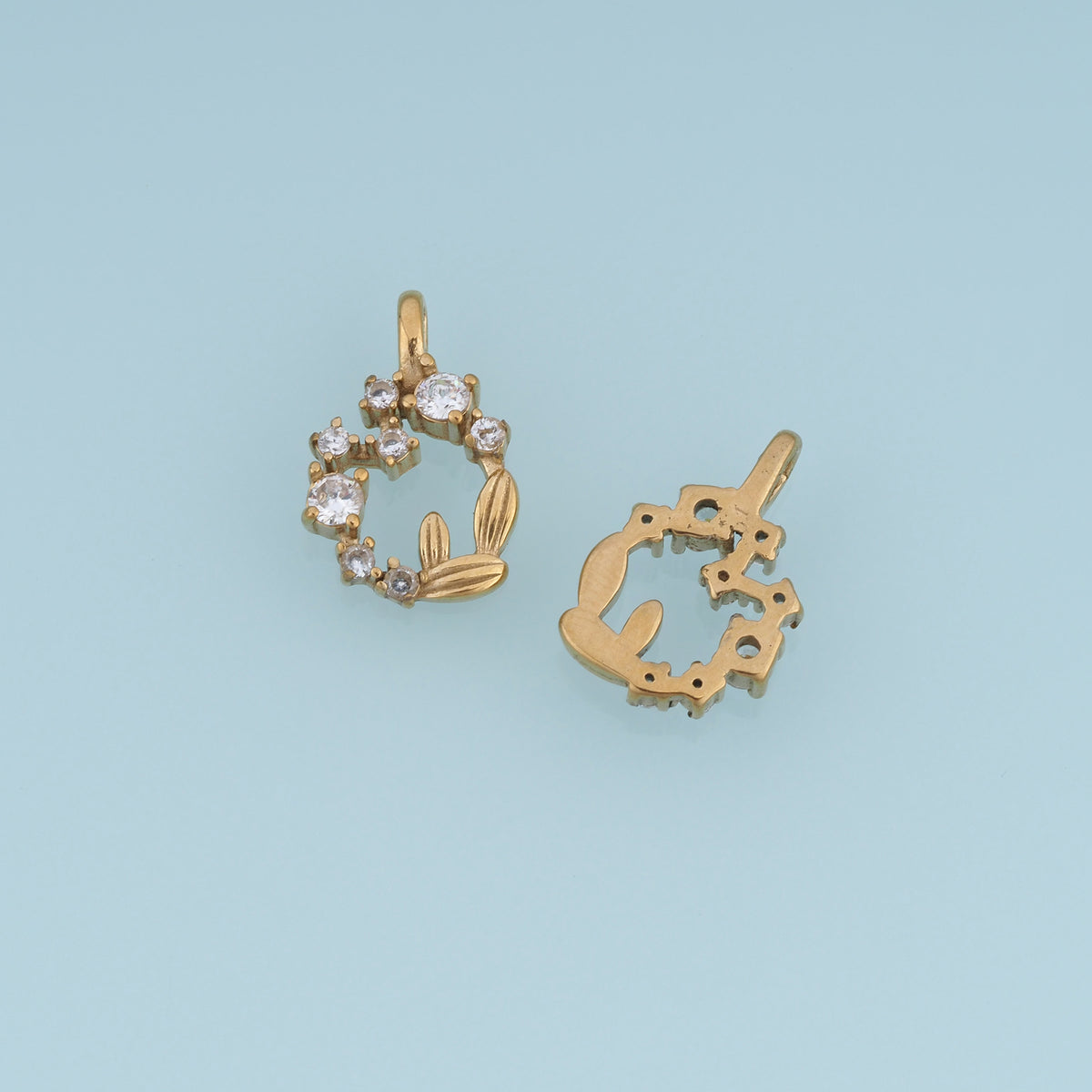 Floral Wreath Pendant,14K Gold Sparkling Crystal Flower Charm DIY Charm for Necklace Bracelet Making