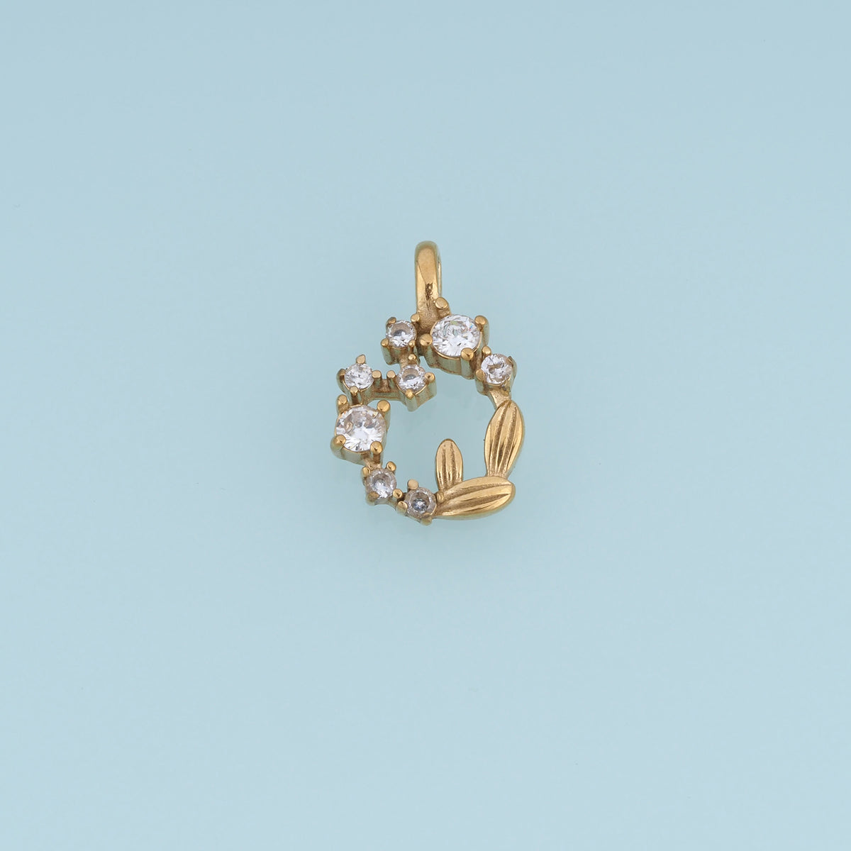 Floral Wreath Pendant,14K Gold Sparkling Crystal Flower Charm DIY Charm for Necklace Bracelet Making