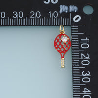 18K Gold Filled Tennis Racket Charm,Enamel Tennis Racquet Pendant Sport Charm for Bracelet Necklace DIY Jewelry Making Supply