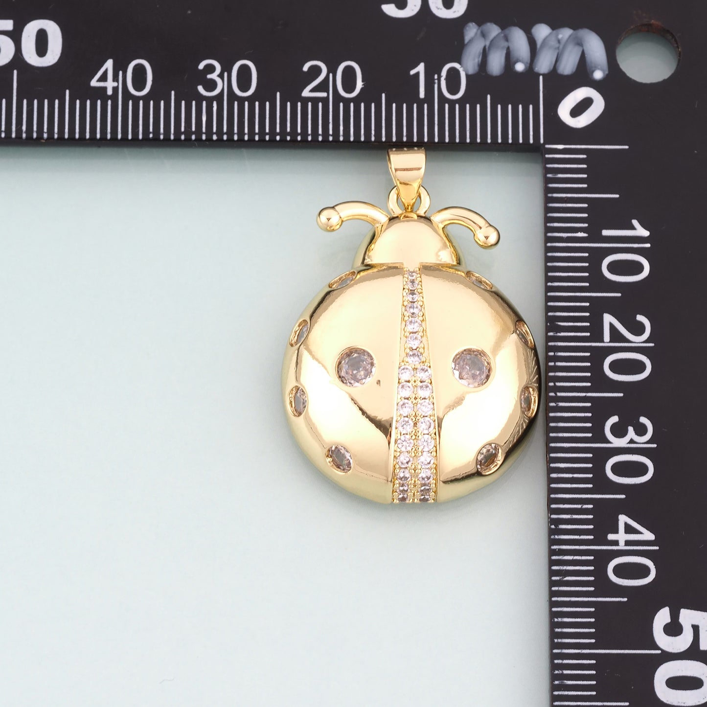 18K Gold Filled CZ Ladybug Pendant,Pastoral Style Charm Bracelet Necklace for DIY Jewelry Making Supply