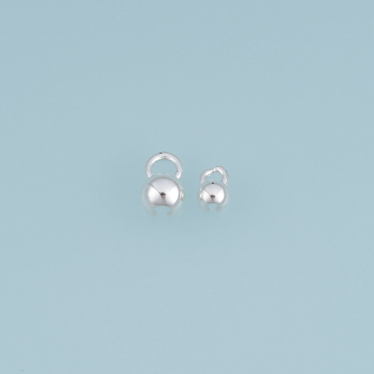 50 pcs S925 Silver Bead Cap Component,Round Bead Connector Charm Finding for Bracelet Necklace DIY Jewelry Making Supply