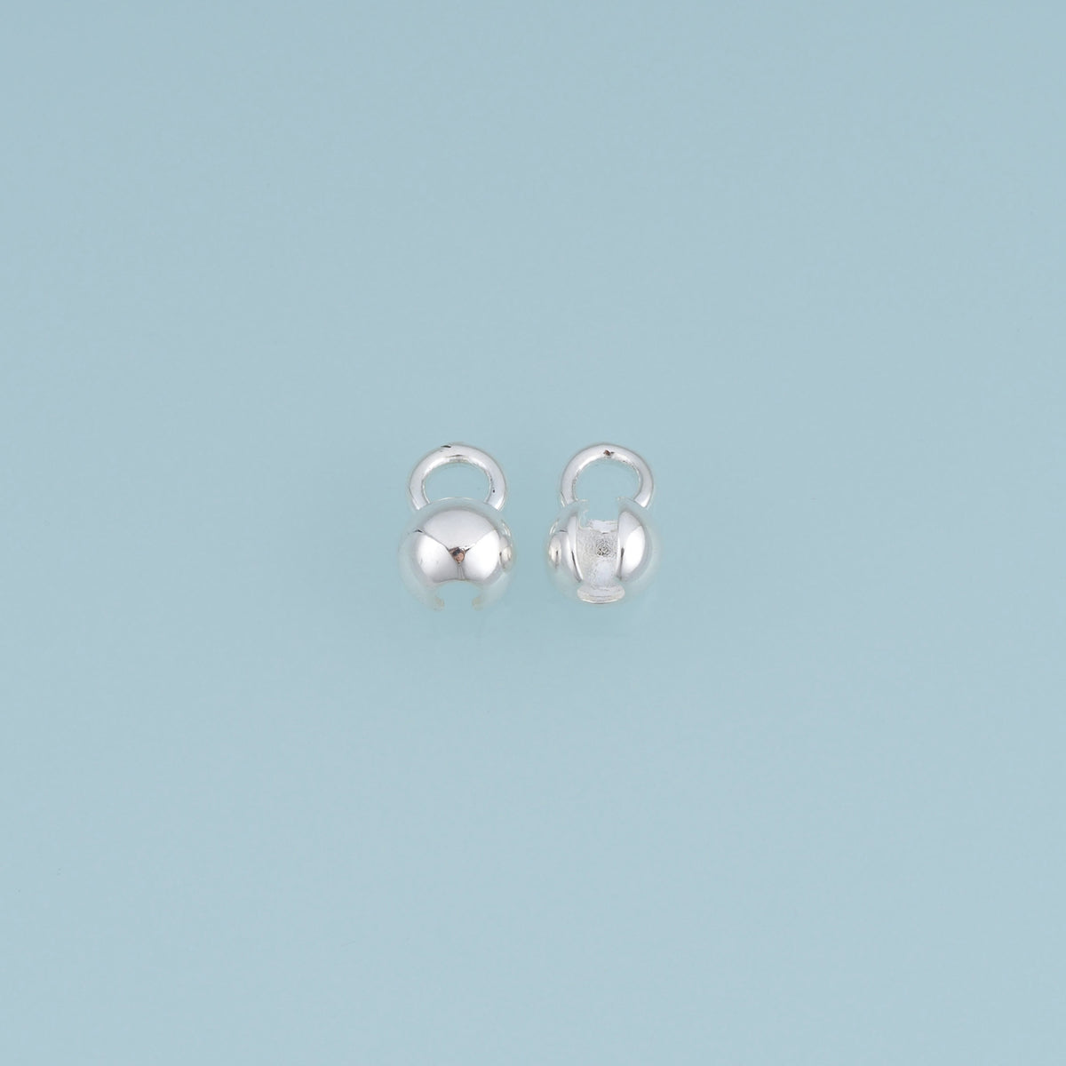50 pcs S925 Silver Bead Cap Component,Round Bead Connector Charm Finding for Bracelet Necklace DIY Jewelry Making Supply
