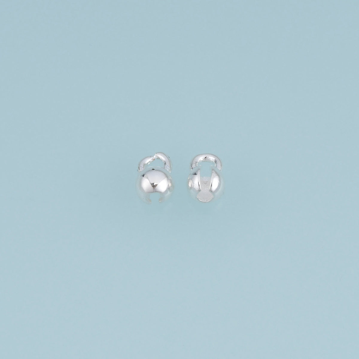 50 pcs S925 Silver Bead Cap Component,Round Bead Connector Charm Finding for Bracelet Necklace DIY Jewelry Making Supply