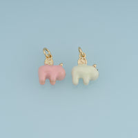 18K Gold Filled Piggy Bank Charm,Colorful Enamel Piggy Bank Pendant Cute Animal Charm for Bracelet Necklace DIY Jewelry Making Supply