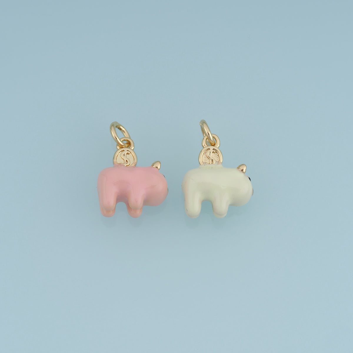 18K Gold Filled Piggy Bank Charm,Colorful Enamel Piggy Bank Pendant Cute Animal Charm for Bracelet Necklace DIY Jewelry Making Supply