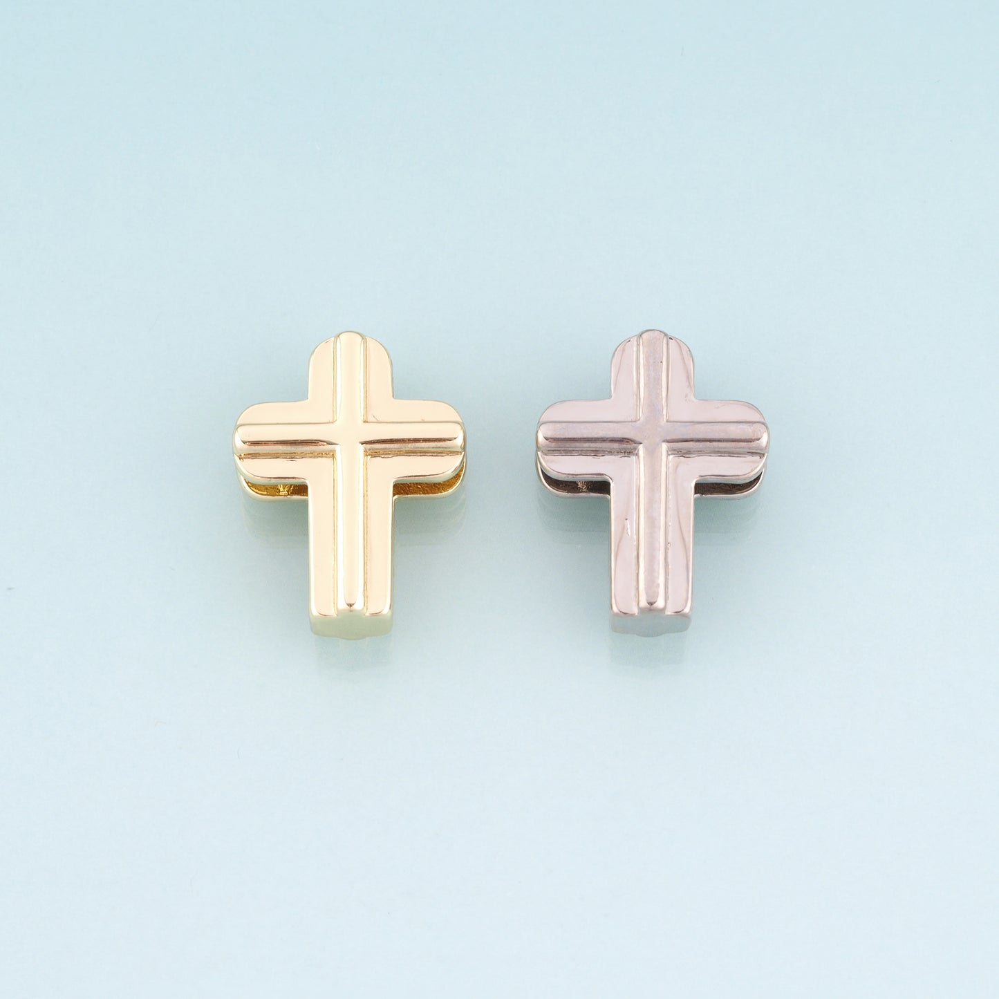 18K Gold Filled Cross Beads,religion Spacer Beads Bracelet Necklace for DIY Jewelry Making Supply