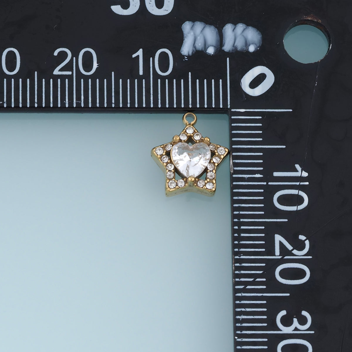Star Heart Crystal Pendant,14K Gold Sparkling Star Charm DIY Charm for Necklace Bracelet Making