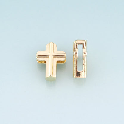 18K Gold Filled Cross Beads,religion Spacer Beads Bracelet Necklace for DIY Jewelry Making Supply