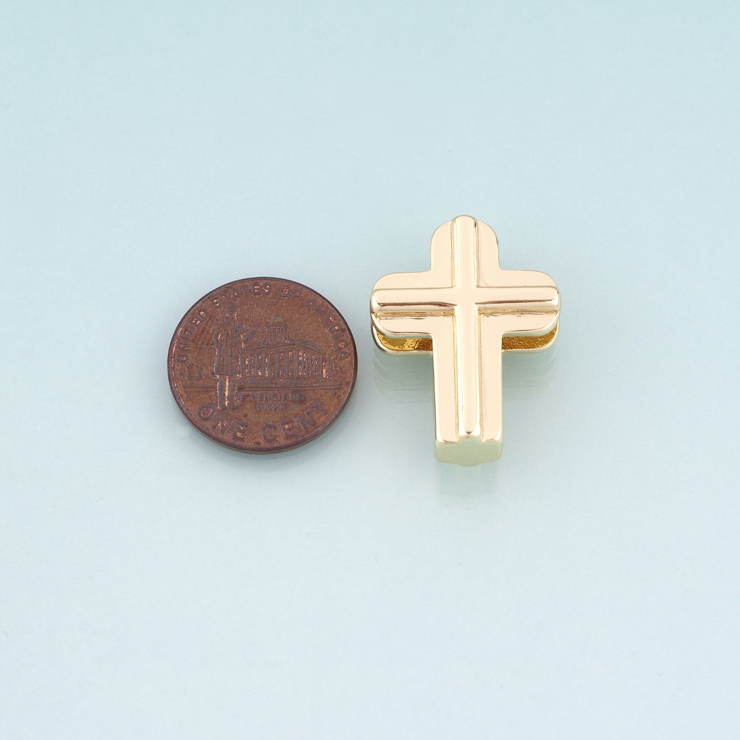 18K Gold Filled Cross Beads,religion Spacer Beads Bracelet Necklace for DIY Jewelry Making Supply