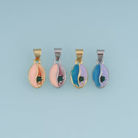 18K Gold Filled Shell Charm,Colorful Enamel Seashell Pendant with Green Stone Accent Ocean Charm for Bracelet Necklace DIY Jewelry