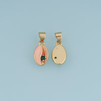 18K Gold Filled Shell Charm,Colorful Enamel Seashell Pendant with Green Stone Accent Ocean Charm for Bracelet Necklace DIY Jewelry