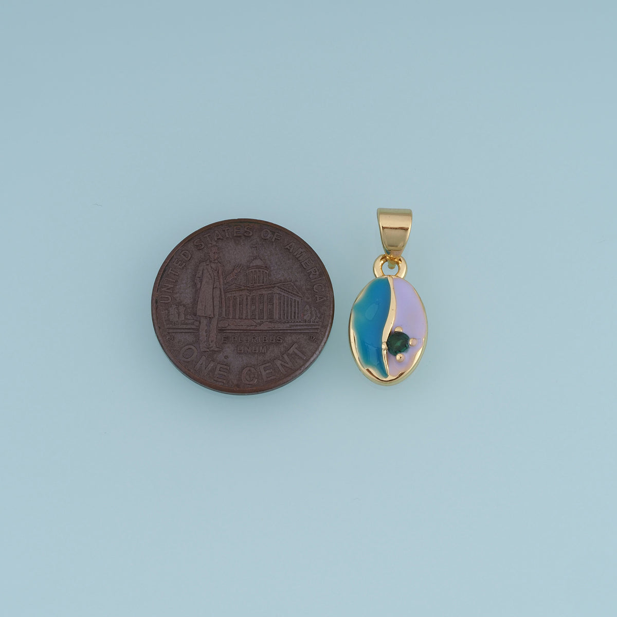 18K Gold Filled Shell Charm,Colorful Enamel Seashell Pendant with Green Stone Accent Ocean Charm for Bracelet Necklace DIY Jewelry