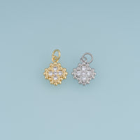 18K Gold Filled Four Leaf Flower Charm,Crystal Floral Pendant Vintage Flower Charm for Bracelet Necklace DIY Jewelry Making Supply