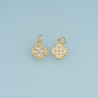 18K Gold Filled Four Leaf Flower Charm,Crystal Floral Pendant Vintage Flower Charm for Bracelet Necklace DIY Jewelry Making Supply