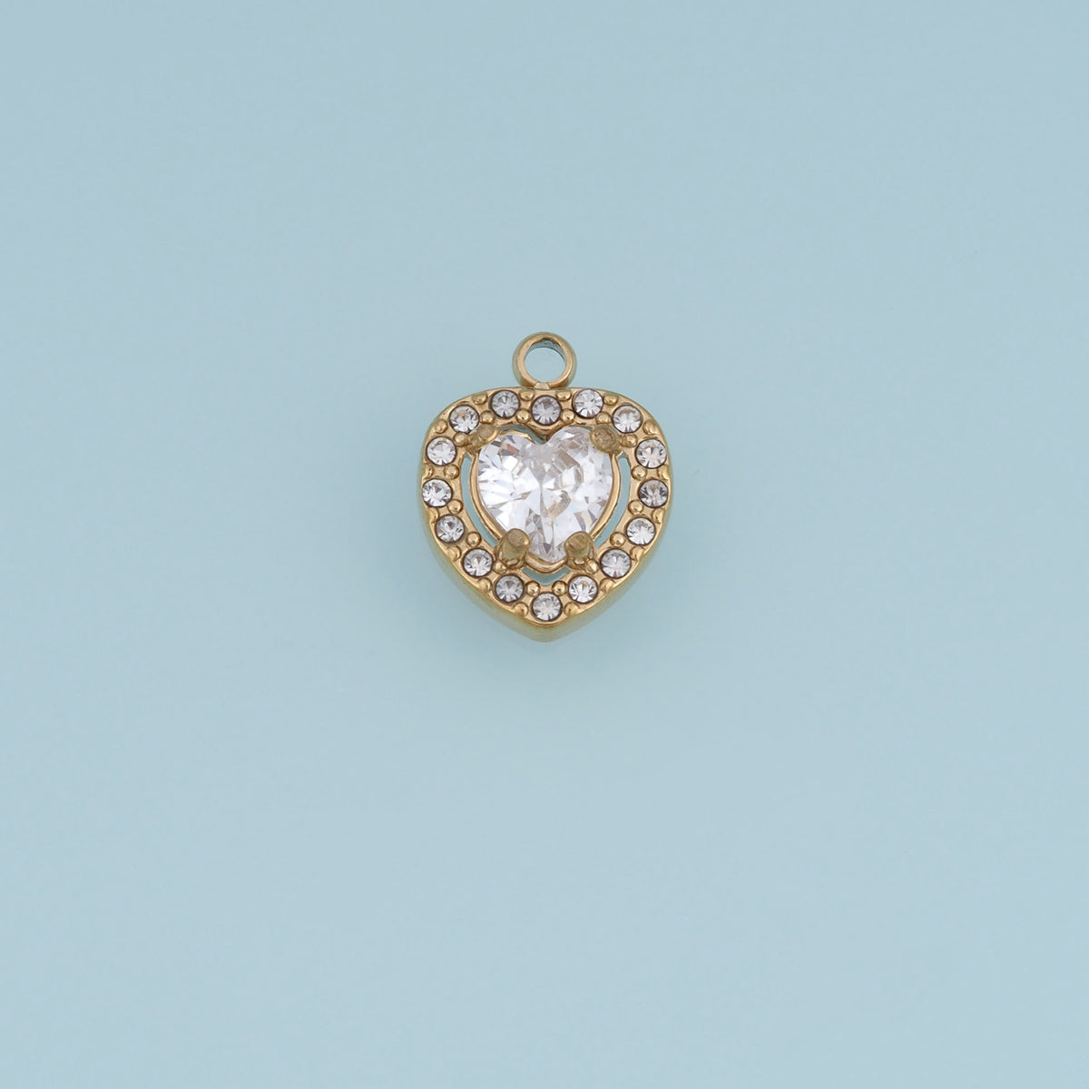Double Heart Crystal Pendant,14K Gold Sparkling Rhinestone Charm DIY Charm for Necklace Bracelet Making