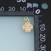 18K Gold Filled Four Leaf Flower Charm,Crystal Floral Pendant Vintage Flower Charm for Bracelet Necklace DIY Jewelry Making Supply