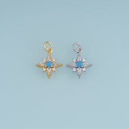 18K Gold Filled North Star Charm,Blue Turquoise Star Pendant Celestial Charm for Bracelet Necklace DIY Jewelry Making Supply
