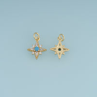 18K Gold Filled North Star Charm,Blue Turquoise Star Pendant Celestial Charm for Bracelet Necklace DIY Jewelry Making Supply