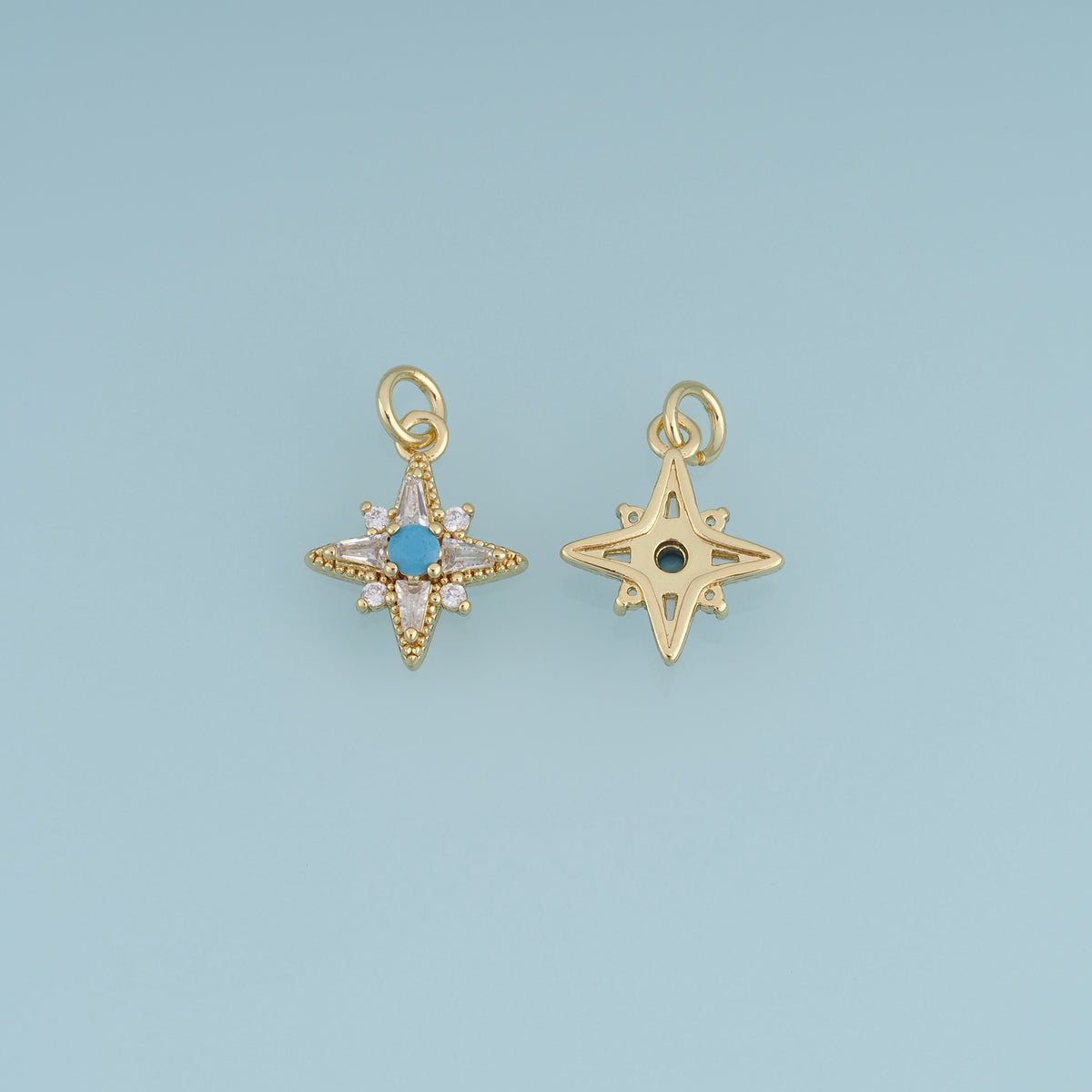 18K Gold Filled North Star Charm,Blue Turquoise Star Pendant Celestial Charm for Bracelet Necklace DIY Jewelry Making Supply