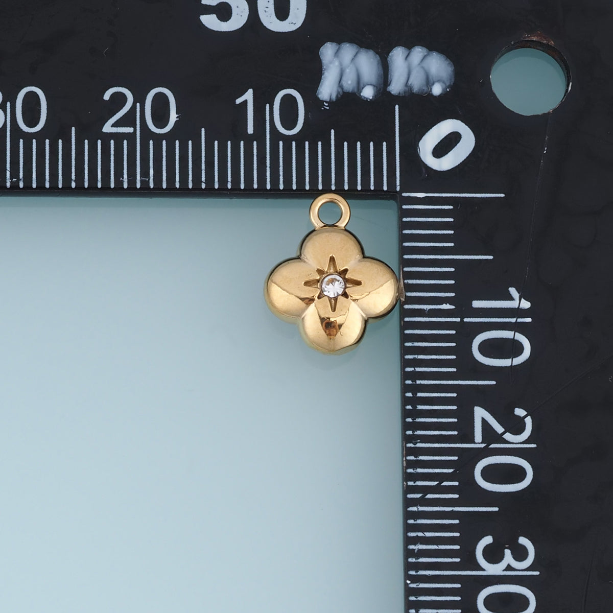 Four Petal Flower Pendant,14K Gold Dainty Crystal Floral Charm DIY Charm for Necklace Bracelet Making
