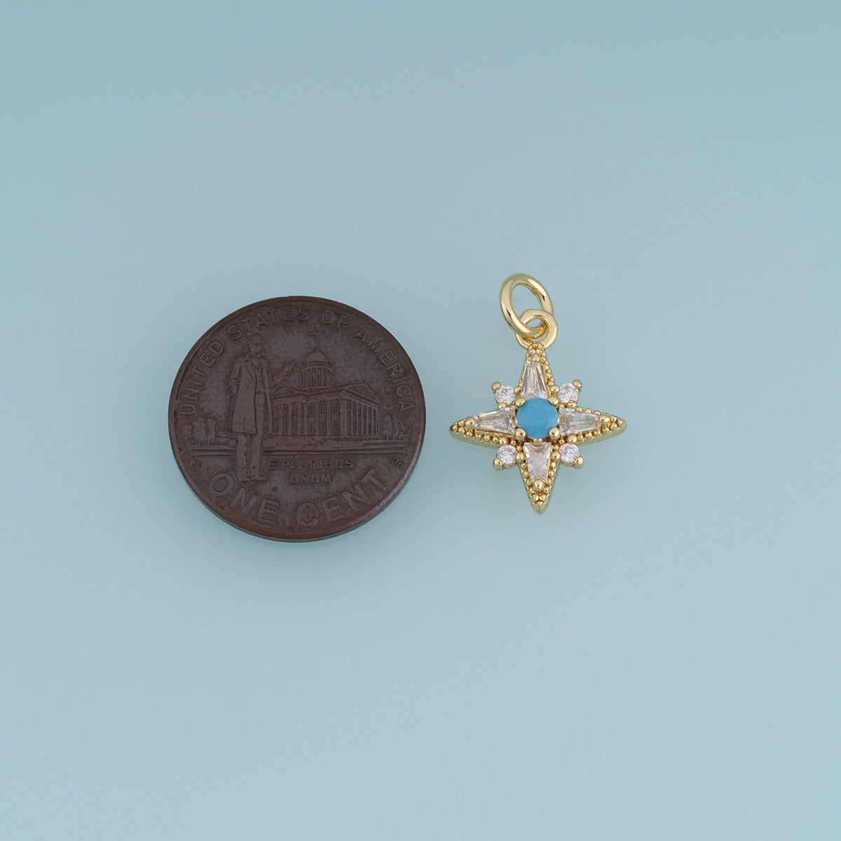 18K Gold Filled North Star Charm,Blue Turquoise Star Pendant Celestial Charm for Bracelet Necklace DIY Jewelry Making Supply