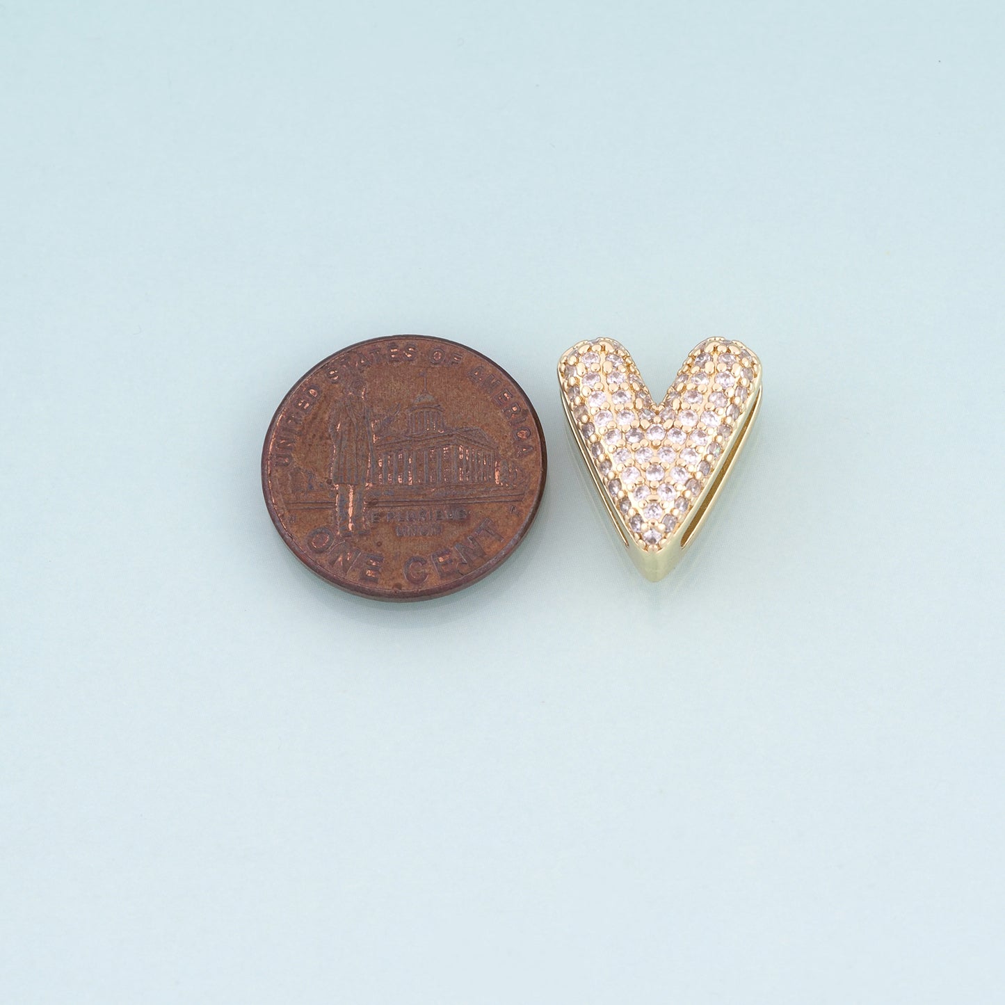 18K Gold Filled Pave CZ Heart Beads,Heart Spacer Beads Bracelet Necklace for DIY Jewelry Making Supply