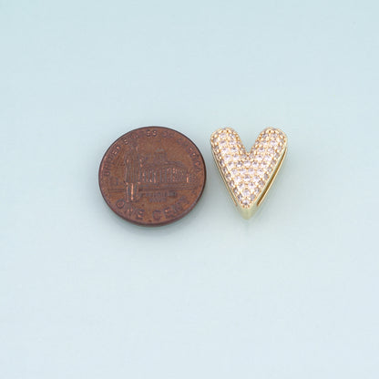 18K Gold Filled Pave CZ Heart Beads,Heart Spacer Beads Bracelet Necklace for DIY Jewelry Making Supply