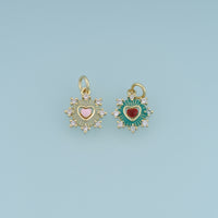 18K Gold Filled Heart Sun Charm,Colorful Enamel Heart Pendant Celestial Love Charm for Bracelet Necklace DIY Jewelry Making Supply