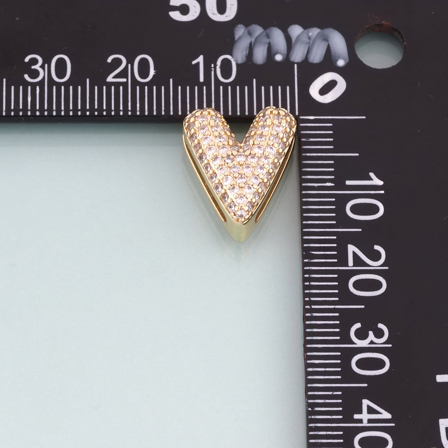 18K Gold Filled Pave CZ Heart Beads,Heart Spacer Beads Bracelet Necklace for DIY Jewelry Making Supply