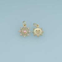 18K Gold Filled Heart Sun Charm,Colorful Enamel Heart Pendant Celestial Love Charm for Bracelet Necklace DIY Jewelry Making Supply
