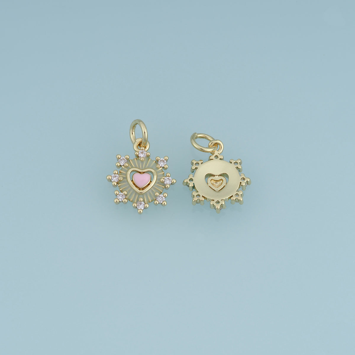 18K Gold Filled Heart Sun Charm,Colorful Enamel Heart Pendant Celestial Love Charm for Bracelet Necklace DIY Jewelry Making Supply