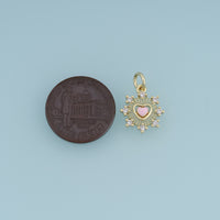 18K Gold Filled Heart Sun Charm,Colorful Enamel Heart Pendant Celestial Love Charm for Bracelet Necklace DIY Jewelry Making Supply