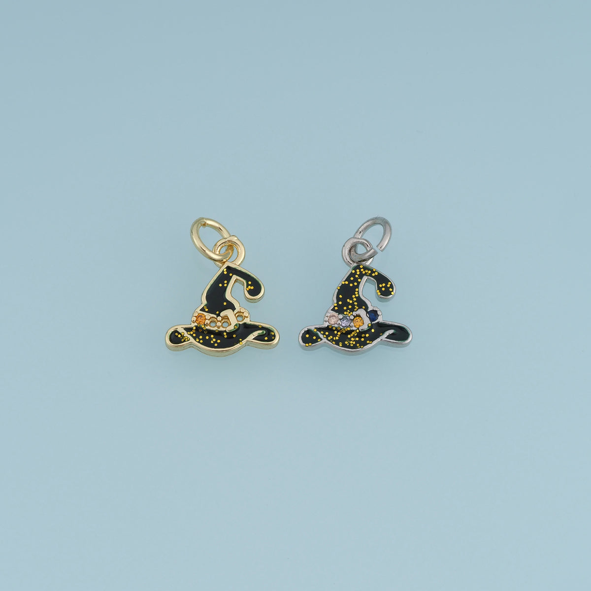 18K Gold Filled Witch Hat Charm,Black Enamel Halloween Hat Pendant Spooky Charm for Bracelet Necklace DIY Jewelry Making Supply