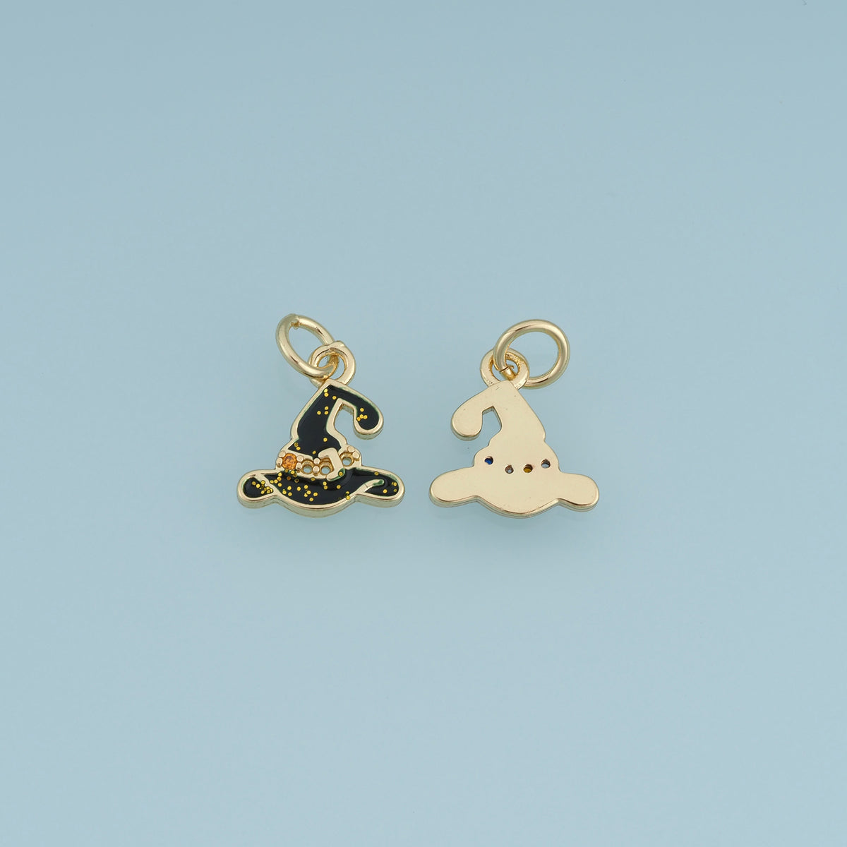 18K Gold Filled Witch Hat Charm,Black Enamel Halloween Hat Pendant Spooky Charm for Bracelet Necklace DIY Jewelry Making Supply