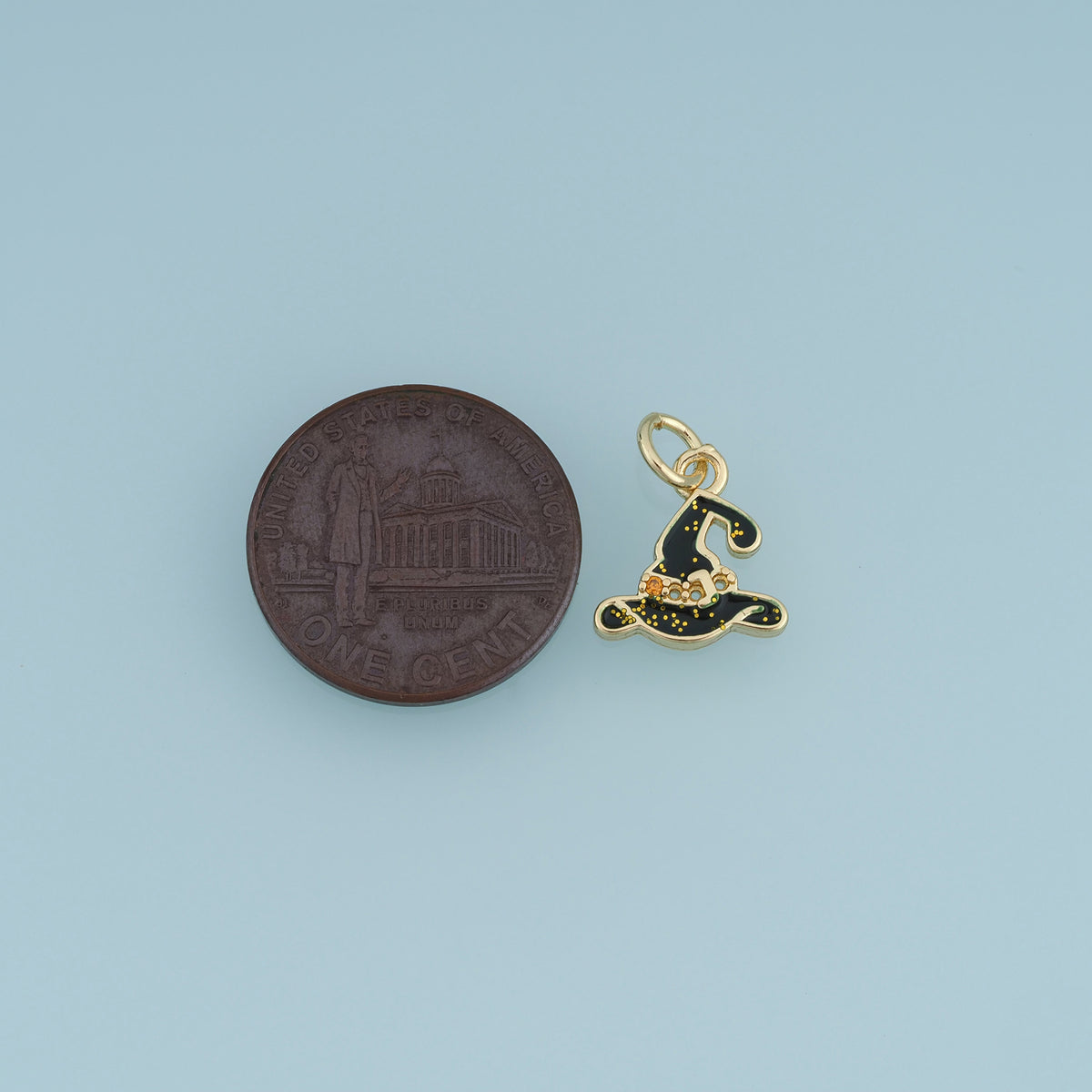 18K Gold Filled Witch Hat Charm,Black Enamel Halloween Hat Pendant Spooky Charm for Bracelet Necklace DIY Jewelry Making Supply