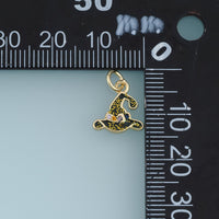 18K Gold Filled Witch Hat Charm,Black Enamel Halloween Hat Pendant Spooky Charm for Bracelet Necklace DIY Jewelry Making Supply