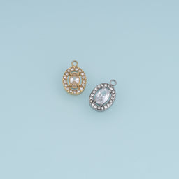 Oval Crystal Pendant,14K Gold Silver Sparkling Rhinestone Charm DIY Charm for Necklace Bracelet Making