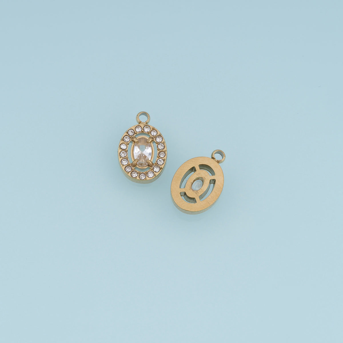 Oval Crystal Pendant,14K Gold Silver Sparkling Rhinestone Charm DIY Charm for Necklace Bracelet Making