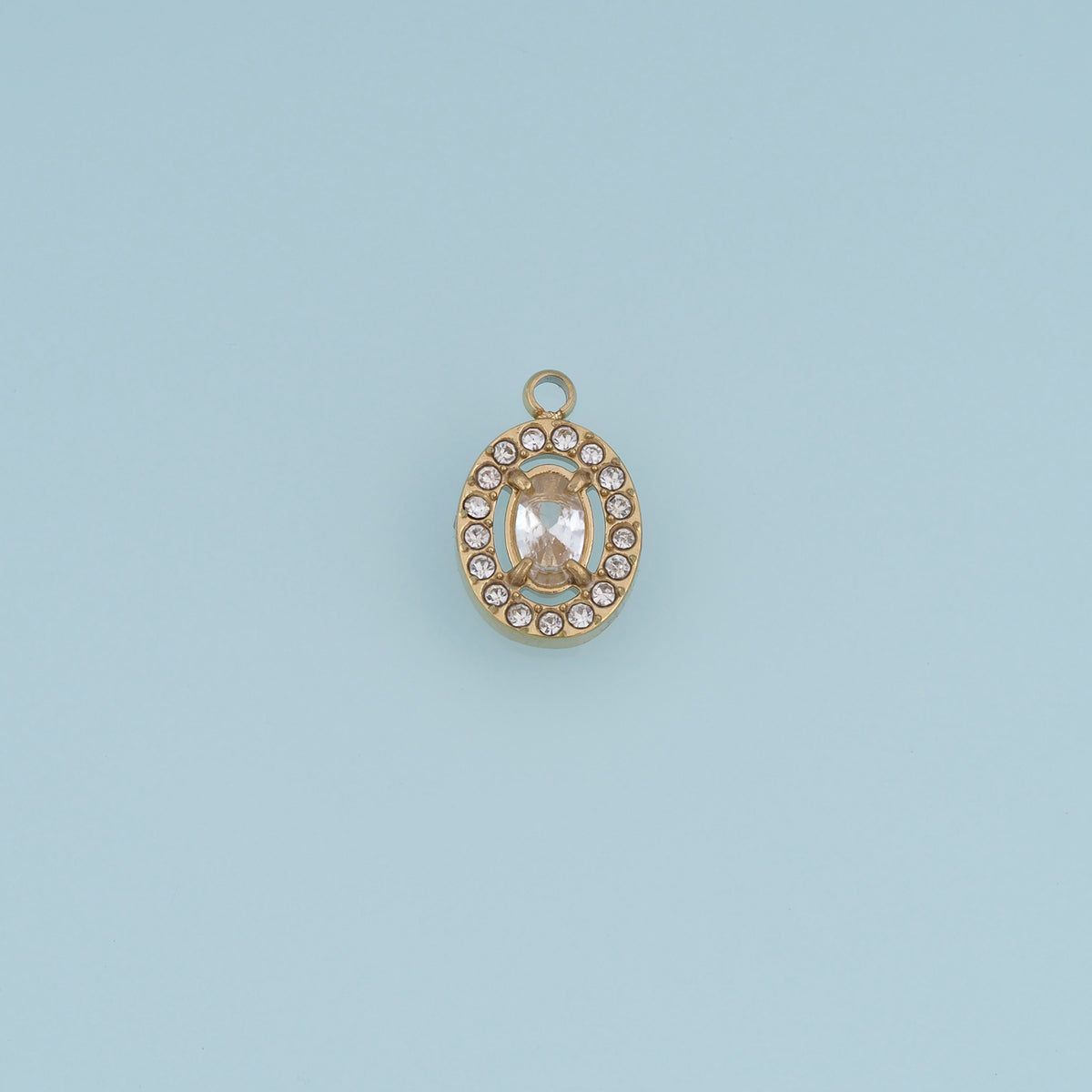 Oval Crystal Pendant,14K Gold Silver Sparkling Rhinestone Charm DIY Charm for Necklace Bracelet Making